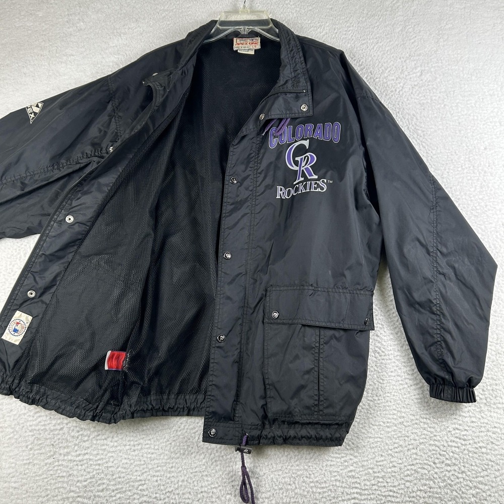 Vintage Colorado Rockies Jacket Mens Large Black MLB Baseball Apex One 90s Retro - Picture 10 of 16